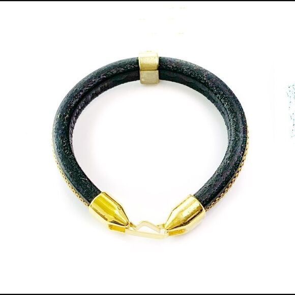 Modern leather gold mesh heart European bracelet - Picture 8 of 9